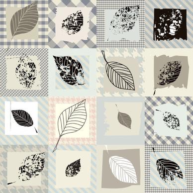 set of vintage leaf free vector pattern