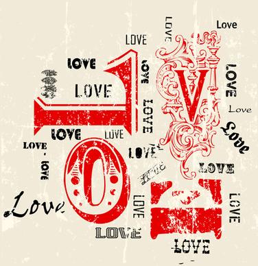 set of vintage love design elements vector