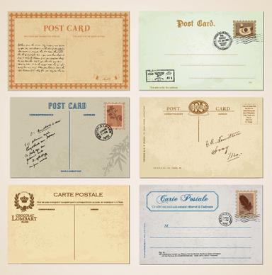 set of vintage post cards elements vector