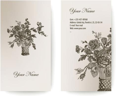 set of vintage with flowers cards vector