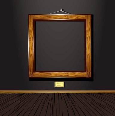 set of vintage wooden photo frame vector