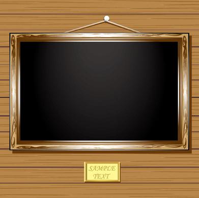 set of vintage wooden photo frame vector