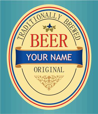 set of vivid beer label vector