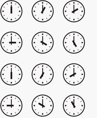 Set of Wall Clocks With Another Times
