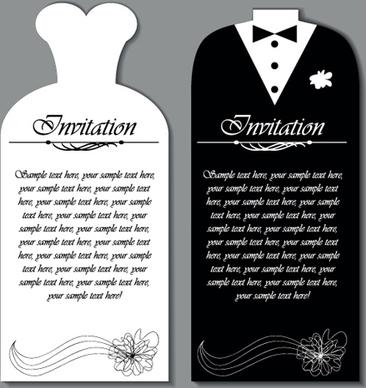 set of wedding invitation cards elements vector graphics