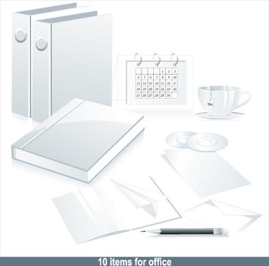 set of white objects in life elements vector