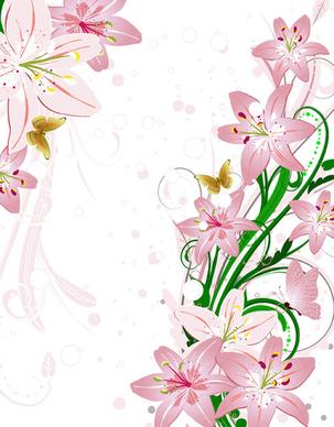 set of with flowers elements background vector