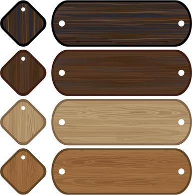 set of wooden labels vector graphic