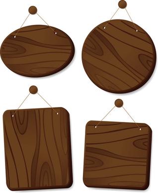 set of wooden tags elements vector