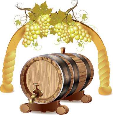 set of wooden wine barrel vector