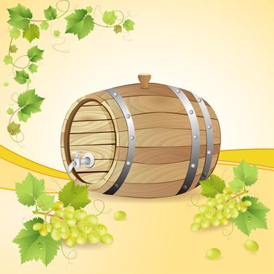 set of wooden wine barrel vector