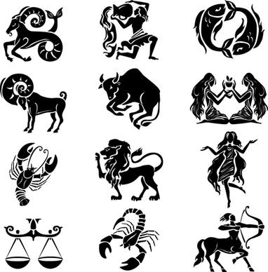 set of zodiak icon vector