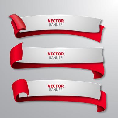 sets of 3d banners vector with curved ribbons