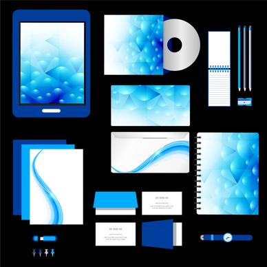 sets of corporate identity with blue bokeh background