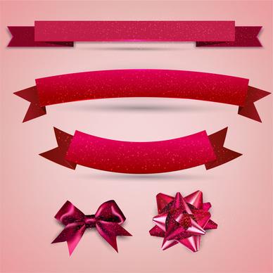 sets of red ribbons and knots collection illustration