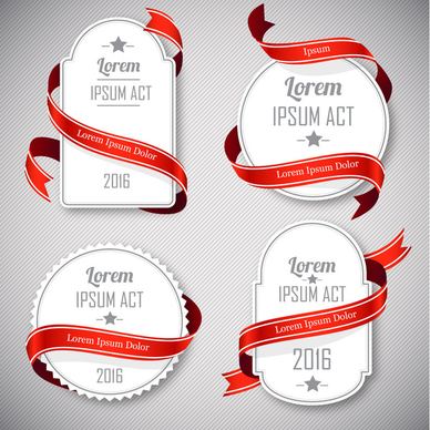 sets of vintage cardboard twined with red ribbon