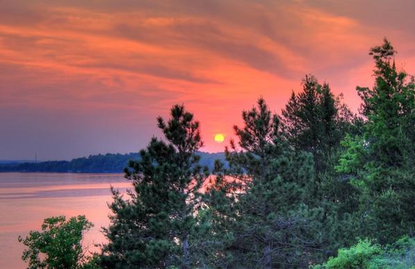 setting sun at lake kegonsa state park wisconsin
