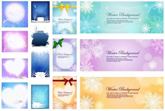 several beautiful winter background vector