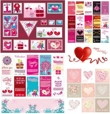 several very lovely valentine day vector