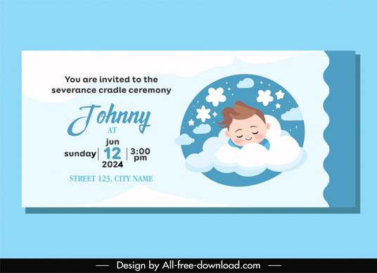 severance cradle ceremony invitation card template cute cartoon boy