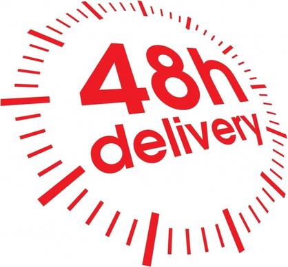 delivery advertising banner red clock shape texts decor