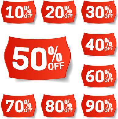 shaped red background discount labels sets collection