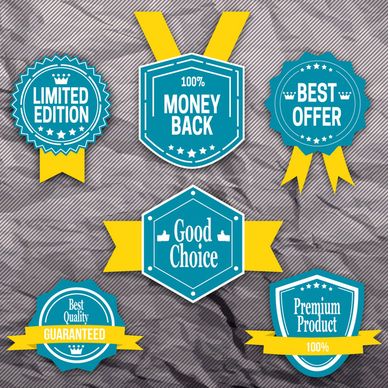 shaped sale promotion labels sets on wrinkle background