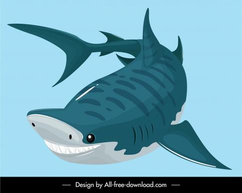 shark icon colored cartoon sketch hunting gesture