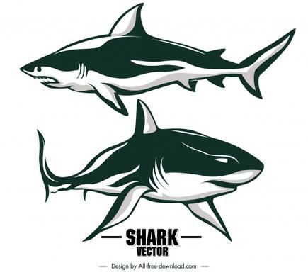 shark icons classic handdrawn sketch