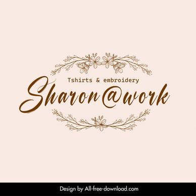 sharonwork logo template classic elegant symmetrical floral decor