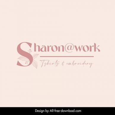 sharonwork logo template floral calligraphic decor classic design
