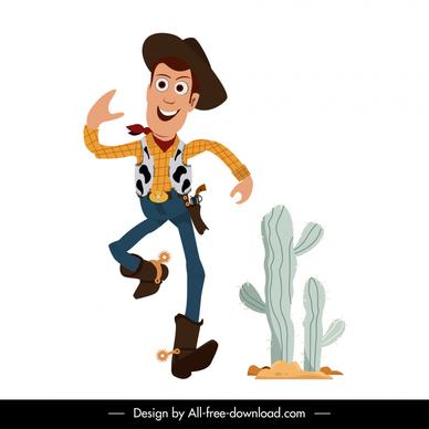 sheriff woody cartoon icon dynamic cowboy sketch