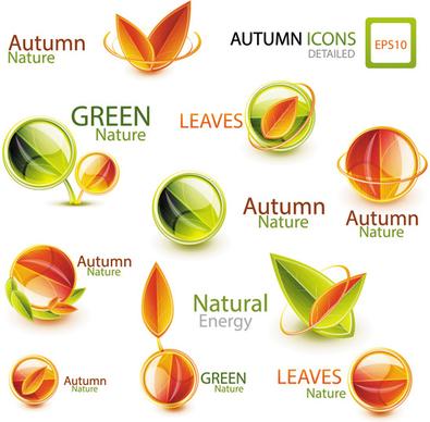 shiny autumn logos creative design vector