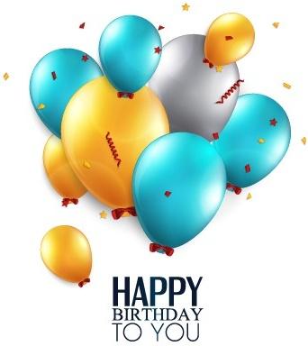 shiny balloon happy birthday design vector