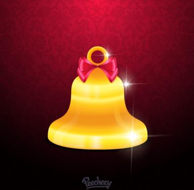 shiny bell with red bow vector illustration