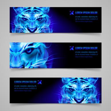 shiny blue elements banners vector set