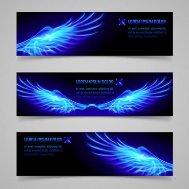 shiny blue elements banners vector set