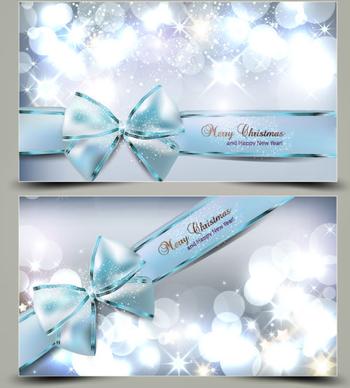 shiny christmas cards and banner design vector set