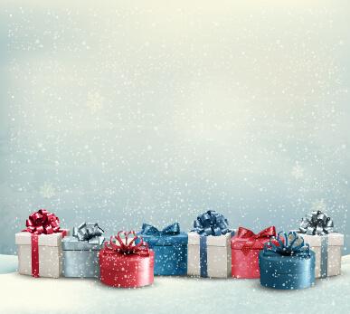 shiny christmas gift package vector background