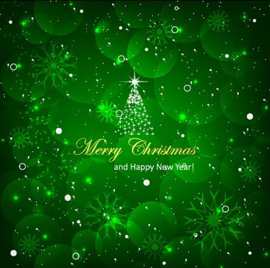 shiny christmas tree with green background vector