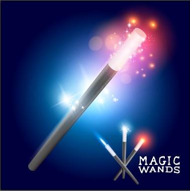 shiny colored magic wands vector background