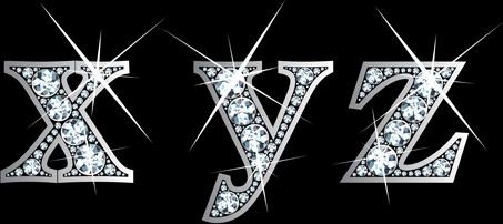 shiny diamond letters vector