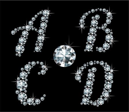 shiny diamond letters vector