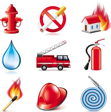 shiny fire series icons vector
