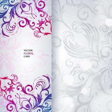shiny floral invitations card design vector set