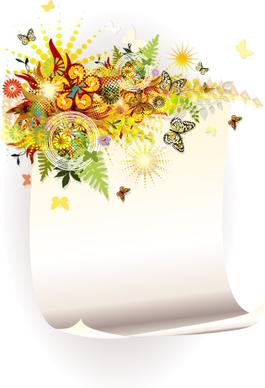 shiny floral with paper background vector