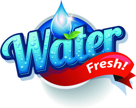 shiny fresh water labels vector