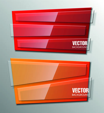 shiny glass with origami banner vector