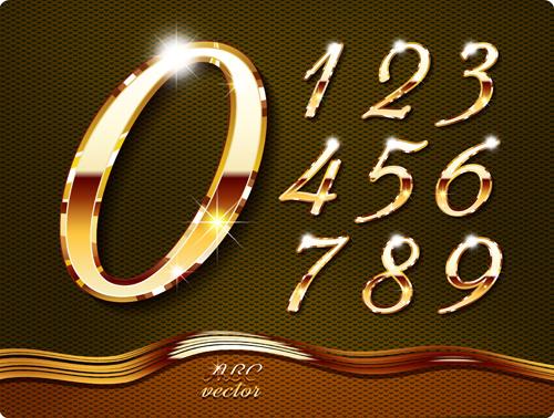 shiny gold numerals vector graphics