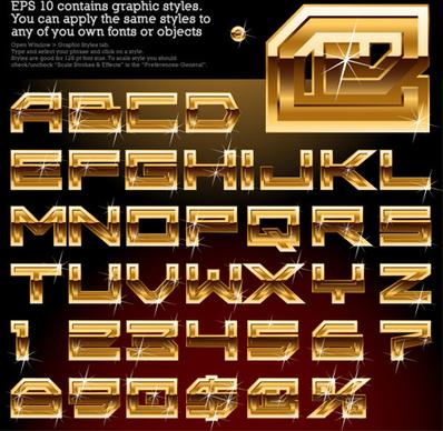 shiny golden alphabet and numeric vector